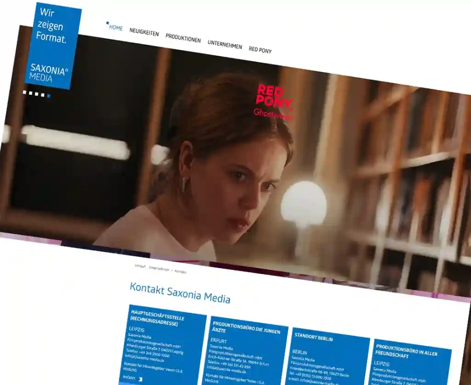Screenshot der Saxonia Media Website